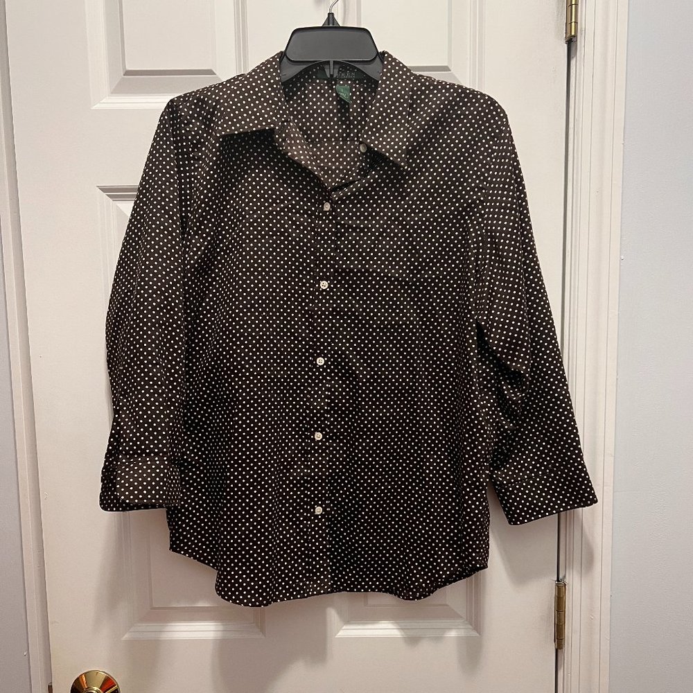 Ralph Lauren brown and white shirt size large 100% cotton